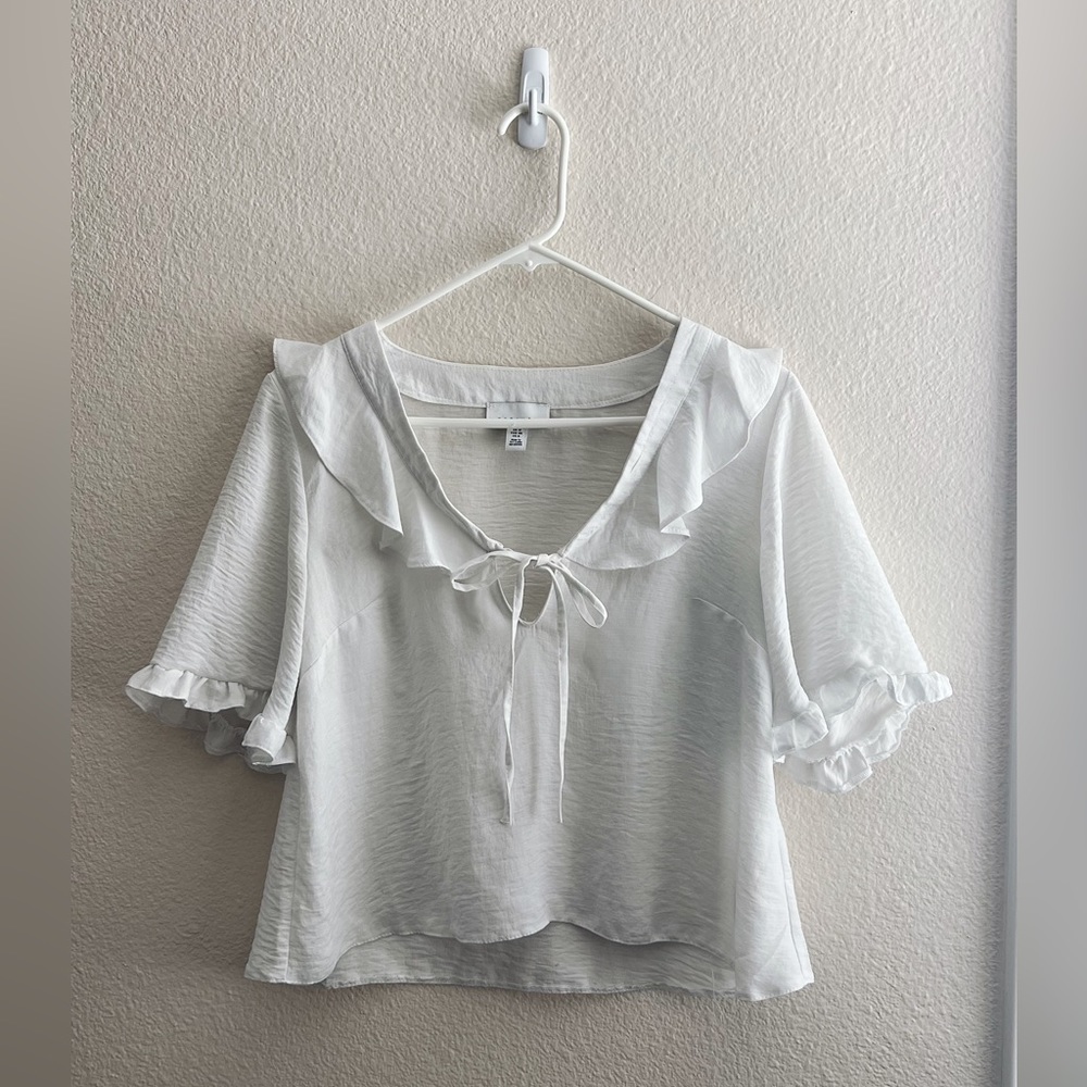 Topshop Women’s White Cropped Blouse - Size 8